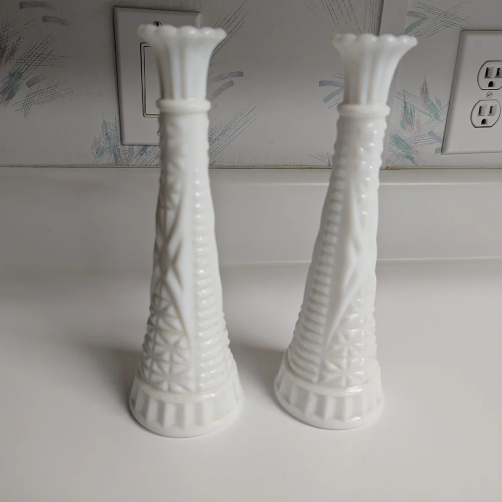 Elegant White Glass Vases